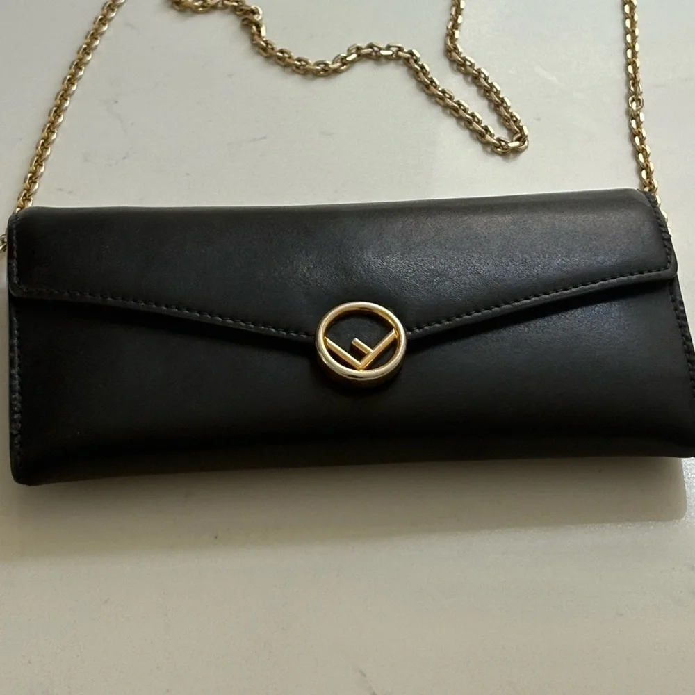 Fendi Black and Gold Crossbody Bag with Envelope Design - Picture 2 of 12